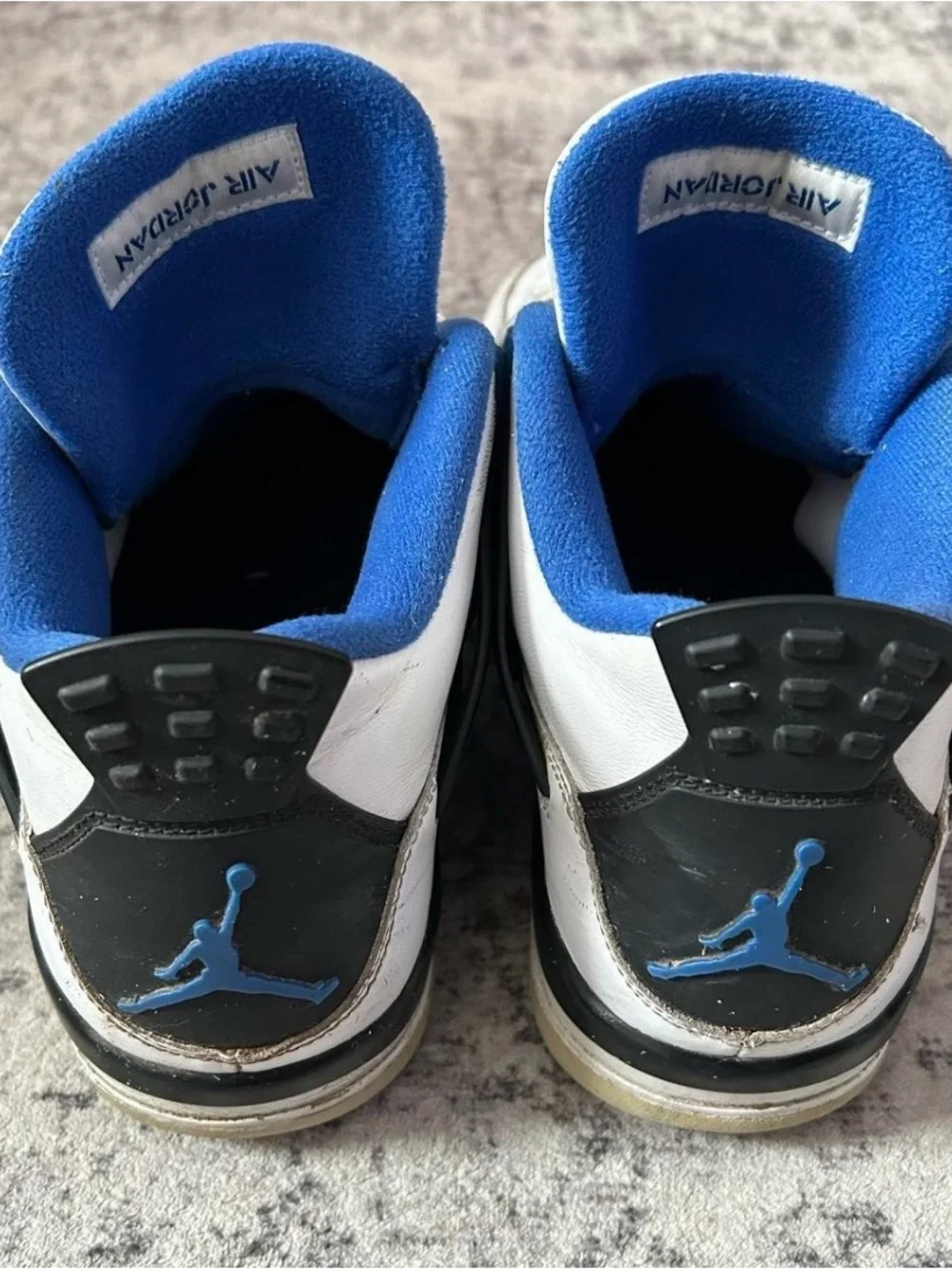 Jordan White and Blue Retro Basketball Sneakers